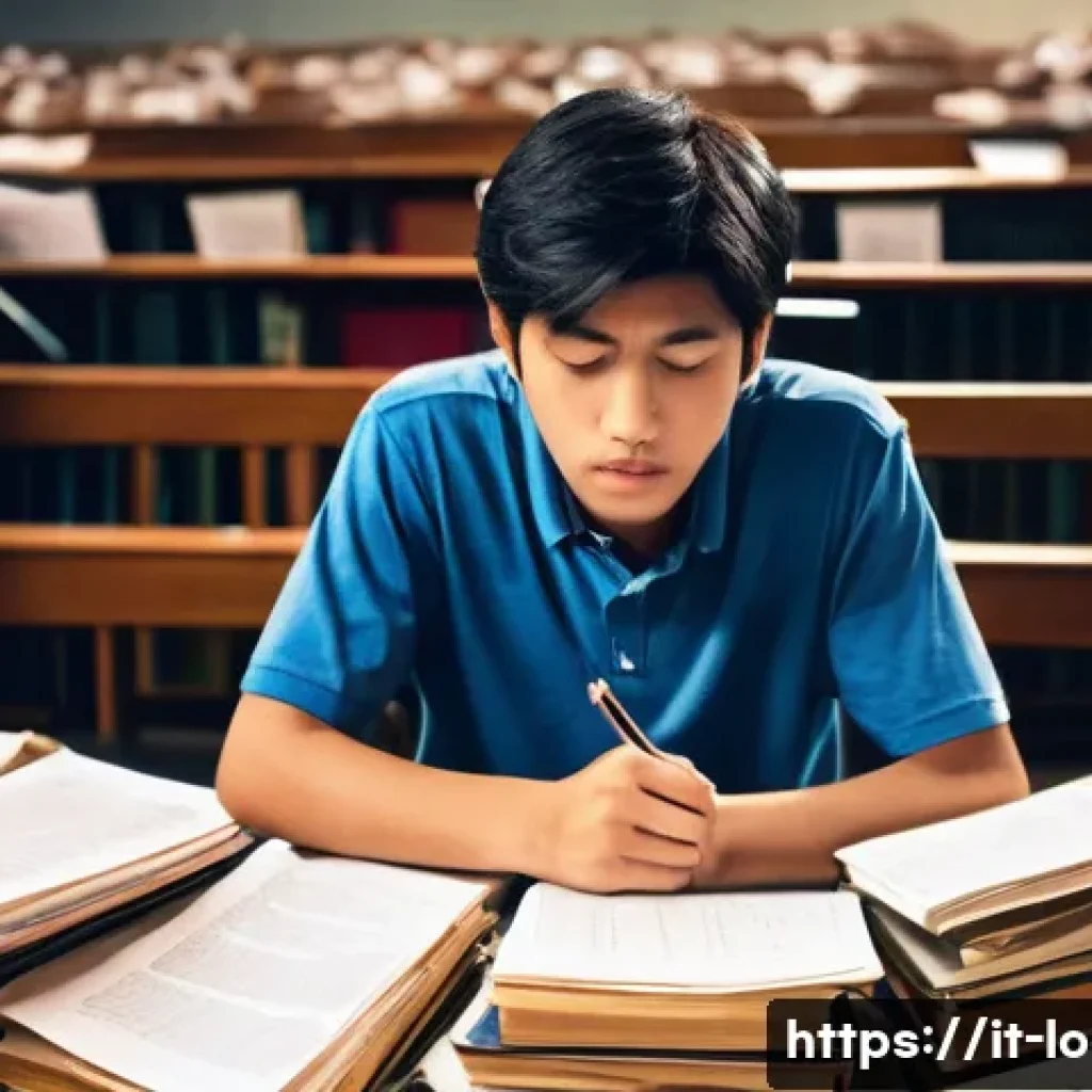 지방공무원 시험 준비 실패 이유 분석 - **Prompt:** A young adult, around 20-25 years old, looking utterly overwhelmed and lost in a clutter...