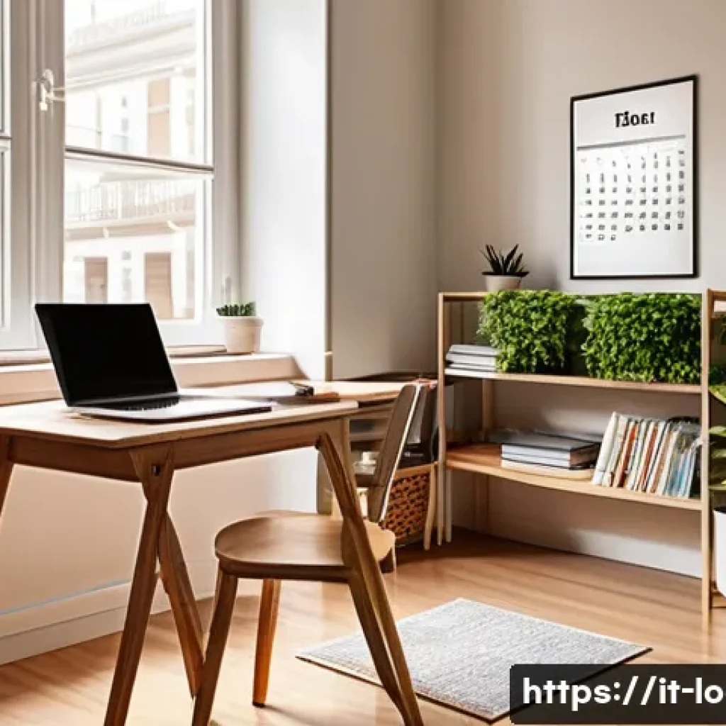 지방공무원 시험 전략과 마인드셋 - A bright, organized home study space designed for an Italian student preparing for public exams, fea...