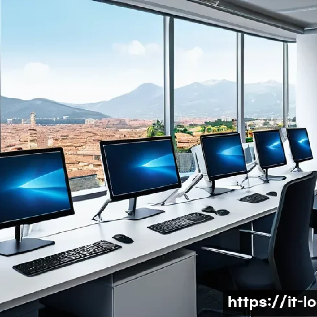 지방공무원 필수 업무 도구 활용법 - A modern public administration office environment in Italy, featuring professionals collaborating ar...