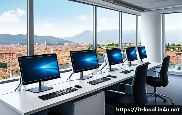 지방공무원 필수 업무 도구 활용법 - A modern public administration office environment in Italy, featuring professionals collaborating ar...