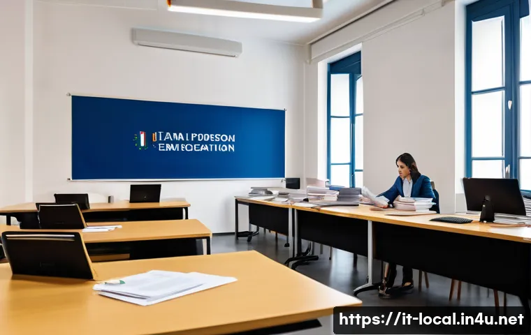 지방공무원 공채와 경력직 차이 - A modern Italian public administration office setting with young professionals preparing for a compe...