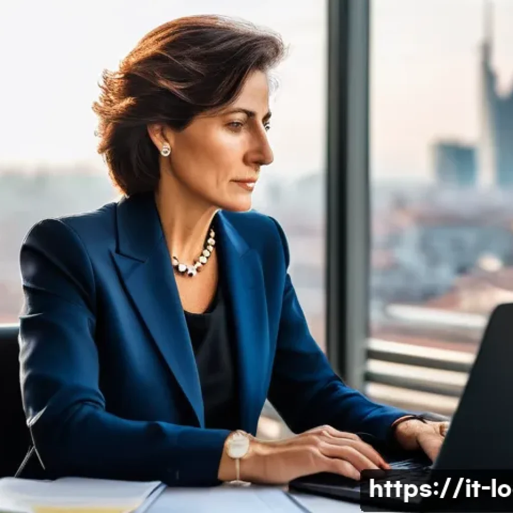 지방공무원 퇴사 후 진로 변경 사례 - A confident middle-aged Italian professional woman transitioning from a stable public administration...