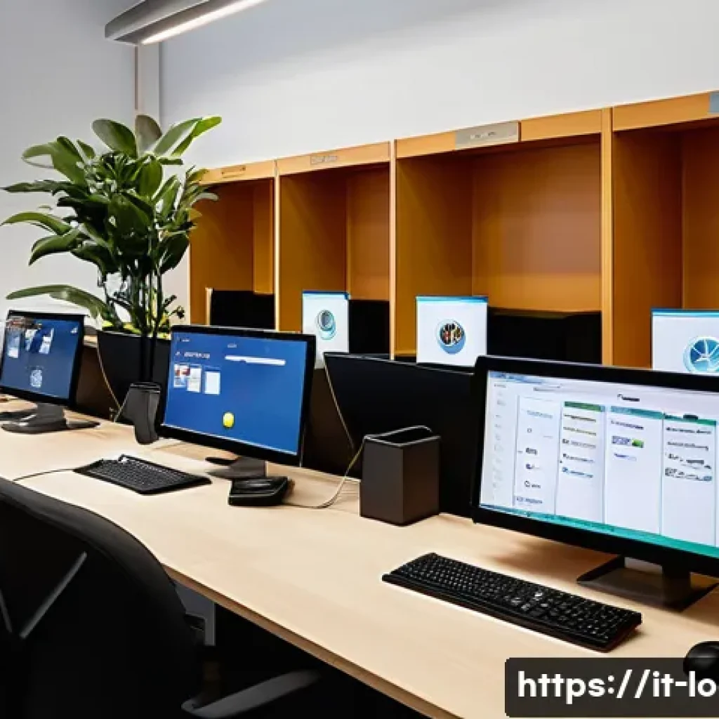 지방공무원 법정근로시간과 초과근무 - A modern Italian public office interior during a typical workday, showing diverse employees dressed ...