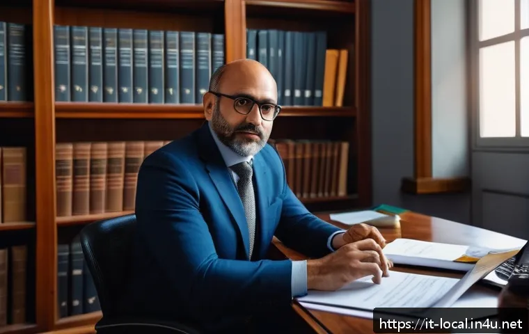 지방공무원 자격증 취득 과정 - A professional local government official in a medium-sized Italian town office, dressed in business ...