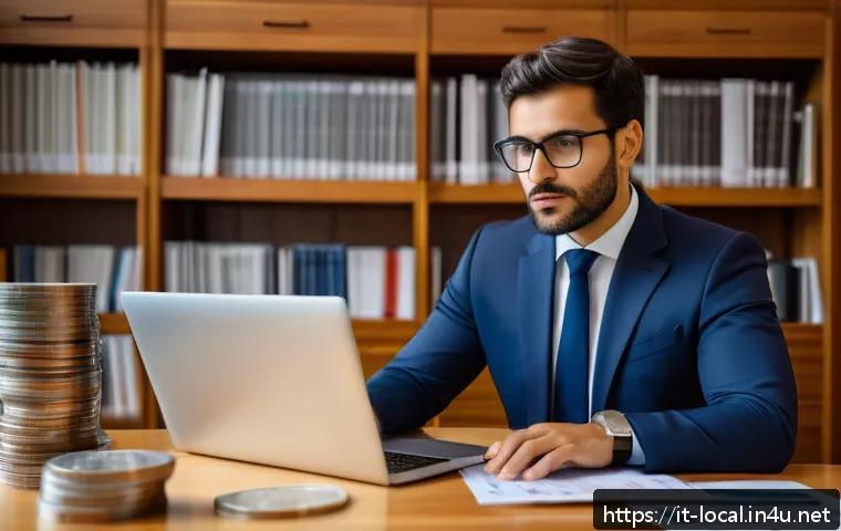 지방공무원 재테크 및 자산관리법 - A detailed, professional Italian public sector employee sitting at a modern desk reviewing financial...
