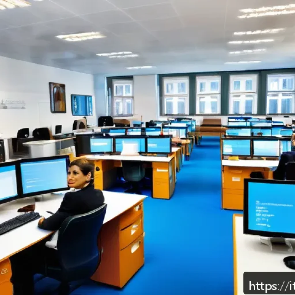 지방공무원 재직자 경험담 인터뷰 - A busy Italian municipal office interior with diverse public employees in professional attire, focus...