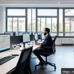 Home 20 지방공무원 대체 인력 활용 사례 - A modern Italian local government office with diverse temporary and permanent staff working collabor...