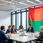 Home 18 지방공무원 연봉 상승 요인 분석 - A vibrant Italian municipal office setting showing a diverse group of local public employees engaged...