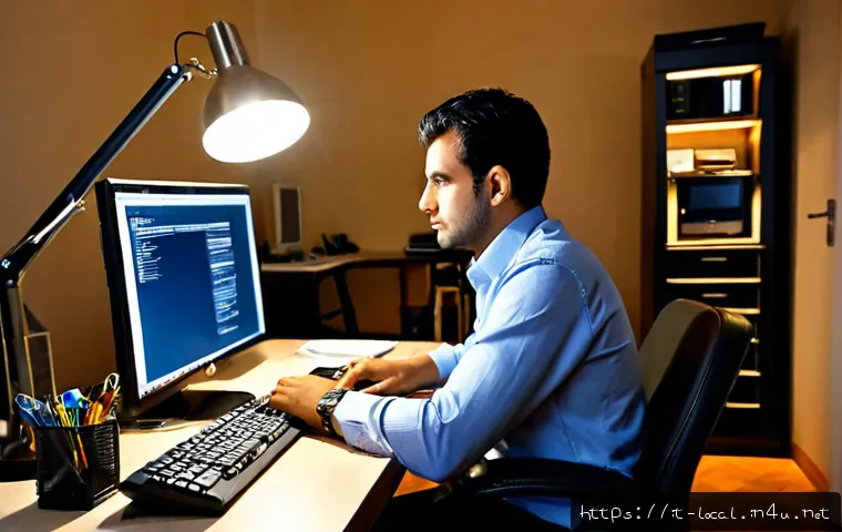 Home 17 지방공무원 재직 중 기술 배워보기 - Photorealistic Italian municipal employee in smart casual office attire studying practical computer ...
